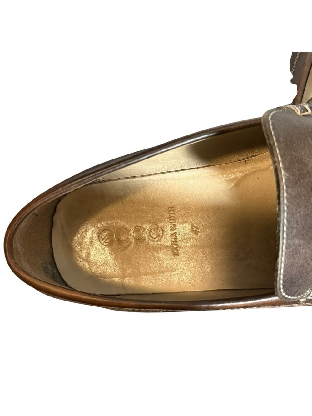 ECCO Brown Leather Slip-On Loafers EU 47 US 13 - Picture 4 of 7